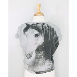 Stella McCartney Top Horse Graphic T-shirt Popover Grey, 6